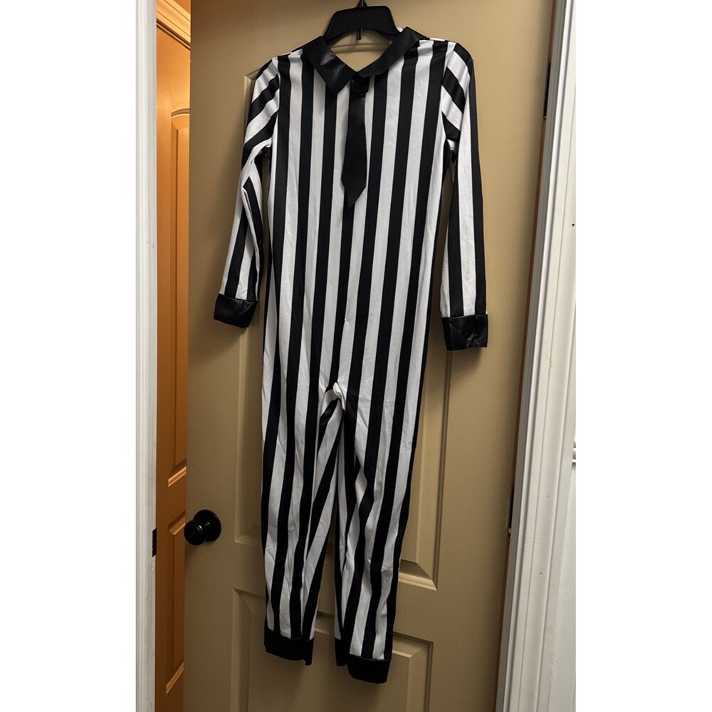 Beetlejuice Boy Girl Costume Halloween JumpSuit Only Large Preowned See descrip.